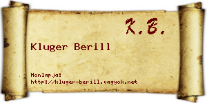 Kluger Berill névjegykártya